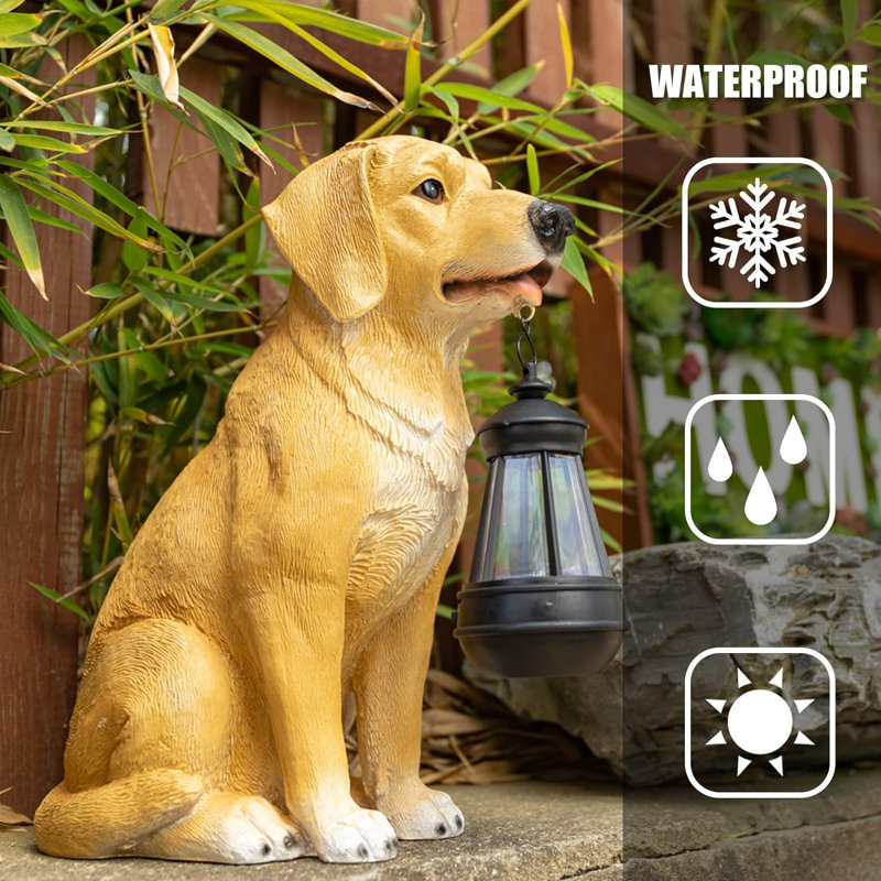 Arlmont Co. Manhattan Garden Statue Garden Dog Statues Outdoor Decor Solar Lights Outdoor Statue Garden Decorations Solar Dog Ornaments for Patio Lawn Yard Art Decoration Housewarming Garden Gift Wayf...